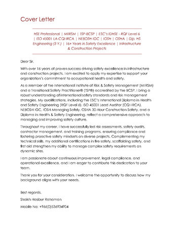 Riyadh, Job Seekers, Senior HSE Professional &ndash; Construction & Infrastructure Projects - Immediately Available