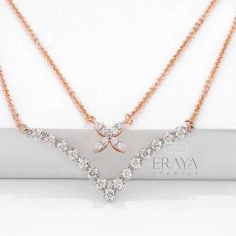 Ahmedabad, Jewelry, USD 1000,  V Shaped Diamond Necklace In Lab-Grown Diamonds | Elegant & Modern Design