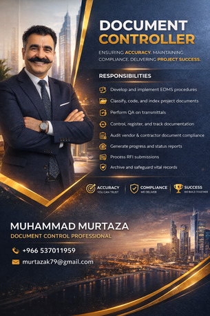 Riyadh, Job Seekers, Document Controller / Records Management / IT Support 0537011959
