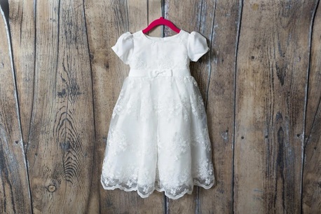 New York, Clothing & Accessories, USD 73,  Magdalene Christening Gown, White Lace Newborn Blessing Dress, Baby Baptism Take Home Outf