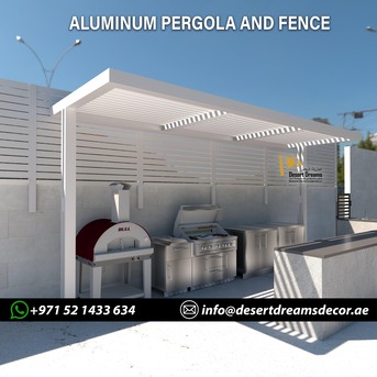Arabian Ranches, Farm/Garden, Aluminum Louver Roof Pergola And Retractable Shades Pergola In Dubai.