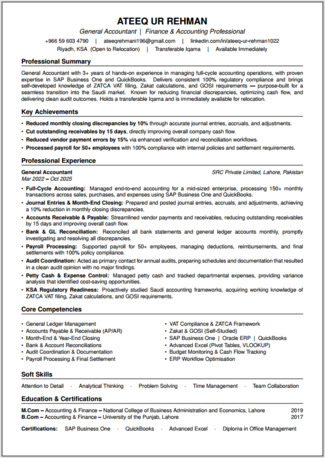 Abha, Job Seekers, Ateeq Ur Rehman | General Accountant | 3+ Years Experience | Transferable Iqama