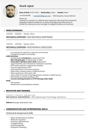 Jubail, Job Seekers, Mechanical Maintenance Supervisor