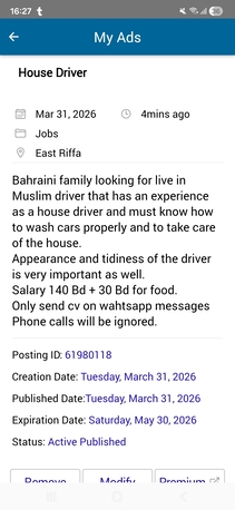 Riffa, Jobs, House Driver