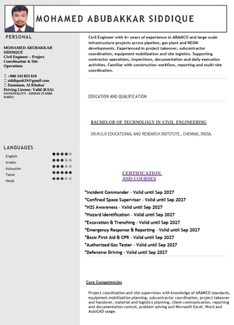 Khobar, Job Seekers, Project Engineer / Project Coordinator