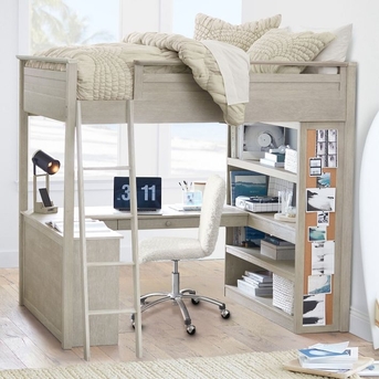 Al Malqa, Furniture, SAR 4500,  Pottery Barn Elliott Loft Bed & Desk (Full Size) &ndash; Premium, Space-Saving
