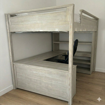 Al Malqa, Furniture, SAR 4500,  Pottery Barn Elliott Loft Bed & Desk (Full Size) &ndash; Premium, Space-Saving