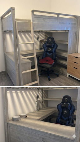 Al Malqa, Furniture, SAR 4500,  Pottery Barn Elliott Loft Bed & Desk (Full Size) &ndash; Premium, Space-Saving