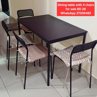 Manama, Furniture, BHD 28,  ✅️ Table With 4 Chairs For Sale In Good Condition With Delivery