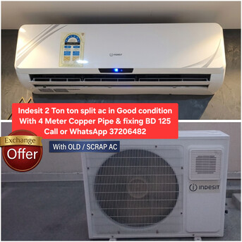 Manama, Air Conditioners, BHD 130,  ✅️ Indesit 2 Ton Energy Saving Split Ac For Sale In Good Condition With Fixing