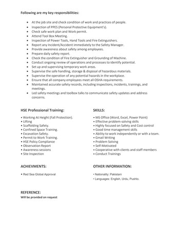 Riyadh, Job Seekers, Looking For HSE Officer Job Position