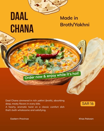 Khobar, Food, SAR 16,  Homemade Food - Daal Chana Made In Yakhni/Broth