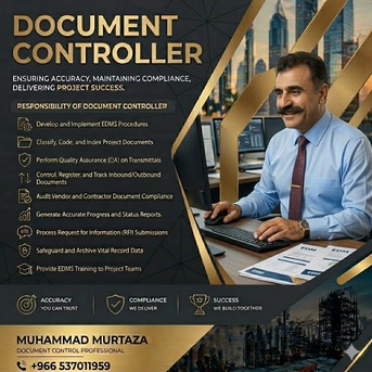 Jubail, Job Seekers, Document Controller Available | Aconex | EDMS | Project Documentation -0537011959