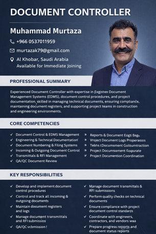 Jubail, Job Seekers, Looking For Document Controller Opportunity | Transferable Iqama-0537011959