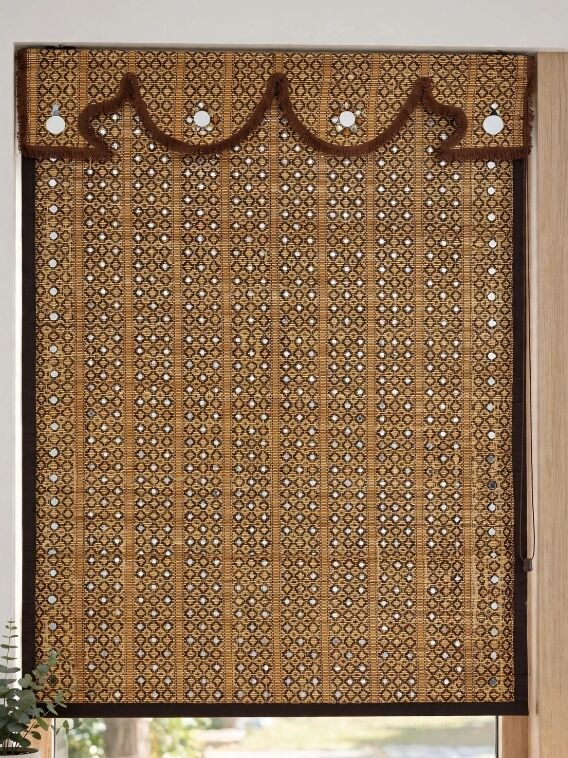 Dammam, Furniture, SAR 60,  Handcrafted Decorative Bamboo Chick Roller Blind With Mirror Work