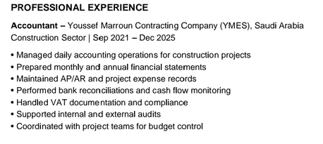 Riyadh, Job Seekers, Accountant | 5+ Years Experience | AP/AR &bull; Bank Reconciliation &bull; Financial Repor