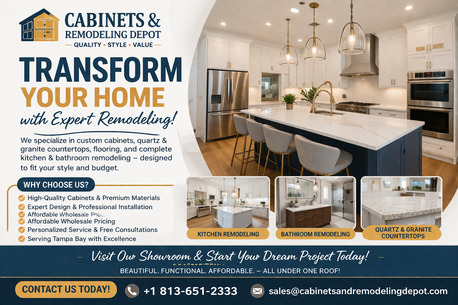 Tampa Bay, Construction, Custom Cabinets & Quartz Countertops Tampa