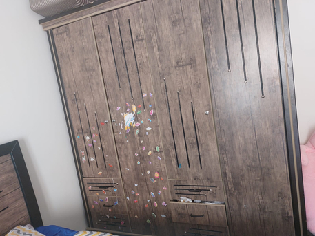 Riyadh, Furniture, SAR 300,  Bedroom Set For Sale &ndash; 2 Beds + Wardrobe (Good Condition, Urgent Sale)