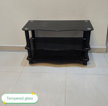 Al Nakheel, Household Items, SAR 200,  Black Tempered Glass TV Trolley
