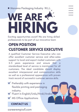 Hidd, Jobs, Customer Service Executive