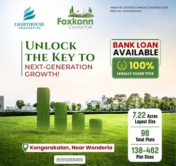 Mumbai, Residential Plots, INR 35000,  145 Sq. Yard,  Foxkonn Central Park &ndash; HMDA Approved Premium Villa Plots