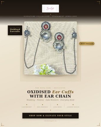 New Delhi, Jewelry, INR 1200,  Stylish Oxidised Earrings With Ear Chain