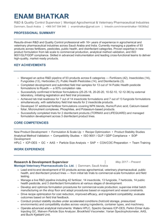 Dammam, Job Seekers, R&D & QC Specialist | Montajat Agrochemical & Veterinary Pharma | Formulation &middot; HPLC &middot; GC