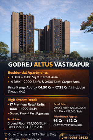 Ahmedabad, Real Estate For Sale, INR 9958125633,  3 BR,  1500 Sq. Feet,  Book Your Dream Home At Godrej Vastrapur Ahmedabad Today