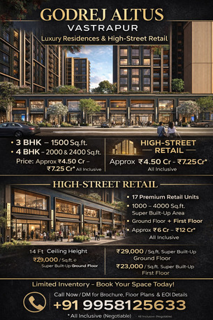 Ahmedabad, Real Estate For Sale, INR 9958125633,  3 BR,  1500 Sq. Feet,  Book Your Dream Home At Godrej Vastrapur Ahmedabad Today