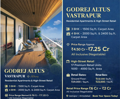 Ahmedabad, Real Estate For Sale, INR 9958125633,  3 BR,  1500 Sq. Feet,  Book Your Dream Home At Godrej Vastrapur Ahmedabad Today