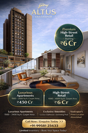 Ahmedabad, Real Estate For Sale, INR 9958125633,  3 BR,  1500 Sq. Feet,  Book Your Dream Home At Godrej Vastrapur Ahmedabad Today