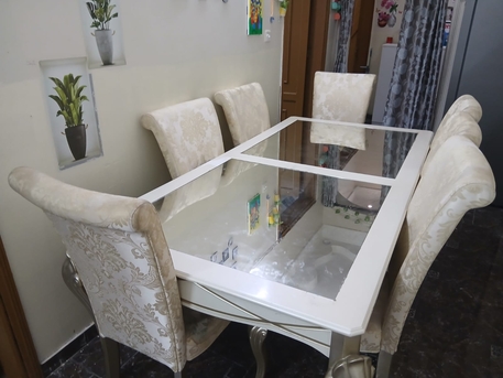 Al Naseem, Furniture, SAR 400,  Dinner Table/dining Table Best Price Glass On Top With 7 Chairs