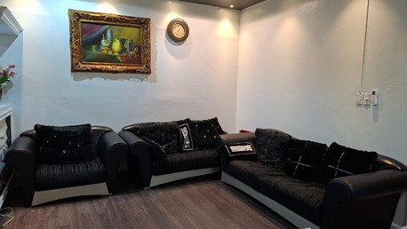 Khobar, Furniture, SAR 600,  Comfortable Black Leather 6-seater Sofa In Excellent Condition.
