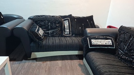 Khobar, Furniture, SAR 600,  Comfortable Black Leather 6-seater Sofa In Excellent Condition.