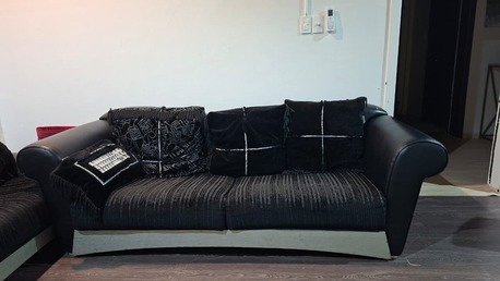 Khobar, Furniture, SAR 600,  Comfortable Black Leather 6-seater Sofa In Excellent Condition.