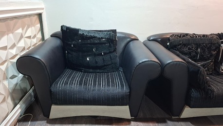 Khobar, Furniture, SAR 600,  Comfortable Black Leather 6-seater Sofa In Excellent Condition.