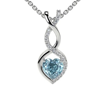 New York, Jewelry, USD 1499,  Get Natural Round Diamonds Aquamarine Pendant 0.60 Cttw