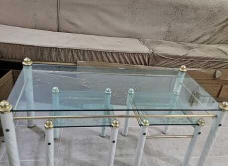 Dammam, Furniture, SAR 220,  Glass Center Table With 4 Side Tables - Good Condition