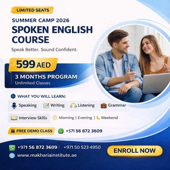 Sharjah, Lessons Offered, Learn English Fast For Just 599 Makharia Institute Enroll Now