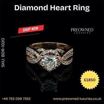 London, Jewelry, GBP 1850,  Buy Diamond Heart Ring Pre-Owned Best Value UK