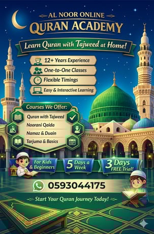Jeddah, Lessons Offered, Al Noor Online Holy Quraan Academy