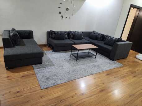 Riyadh, Furniture, SAR 1650,  Doğtaş (Turkey) Corner Sofa Bed + Storage + IKEA Tables + Carpet &mdash; First Buyer Takes It