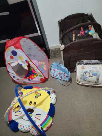 Riyadh, Baby & Kid Stuff, SAR 275,  Newborn Baby Bundle For Sale (Playpen + Play Gym + Tent + Bedding + Baby Bag)
