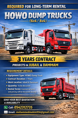 Riyadh, Jobs, HOWO Dump Trucks Urgent Requirement