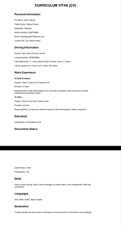 Jeddah, Job Seekers, Heavy Duty Driver