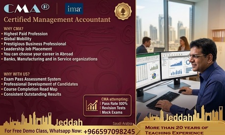 Al Aziziyah, Lessons Offered, Certified Management Accountant (CMA) Coaching Classes Available  - Jeddah, Saudi Arabia