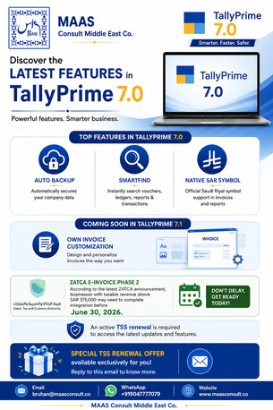 Riyadh, Software, SAR 500,  TallyPrime Sales & Renewal