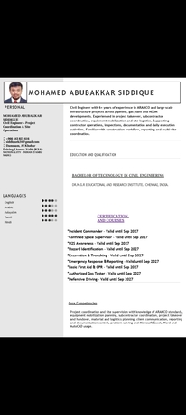 Khobar, Job Seekers, Project Coordinator Civil Engineer