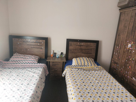 Riyadh, Furniture, SAR 300,  Bedroom Set For Sale &ndash; 2 Beds + Wardrobe (Good Condition, Urgent Sale)
