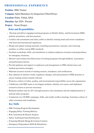 Riyadh, Job Seekers, HSE Trainer